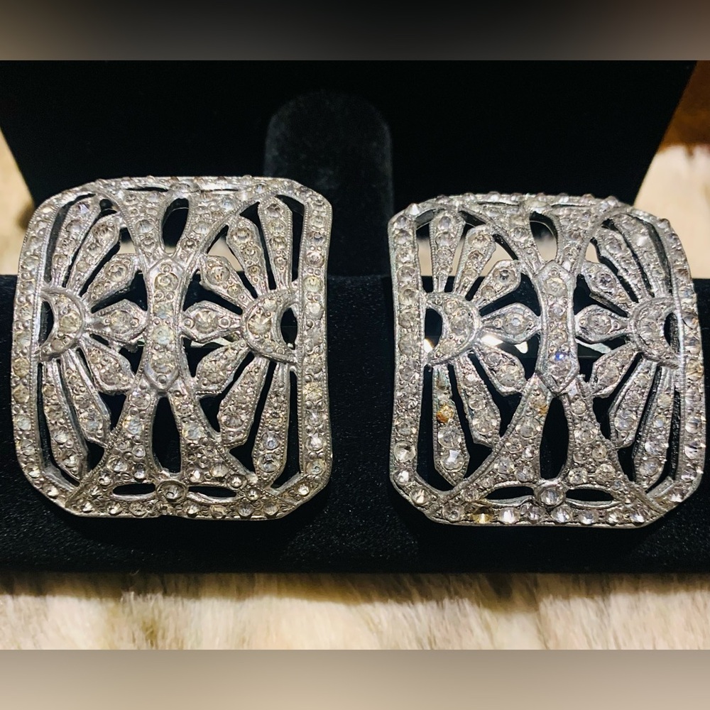 Vintage Art Deco Rhinestone Shoe Clips: hair jewelry, scarf pin, belt buckle